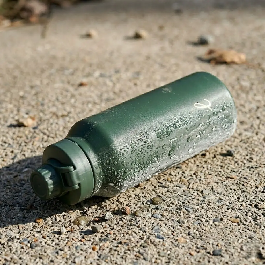 Dented bottle from impact