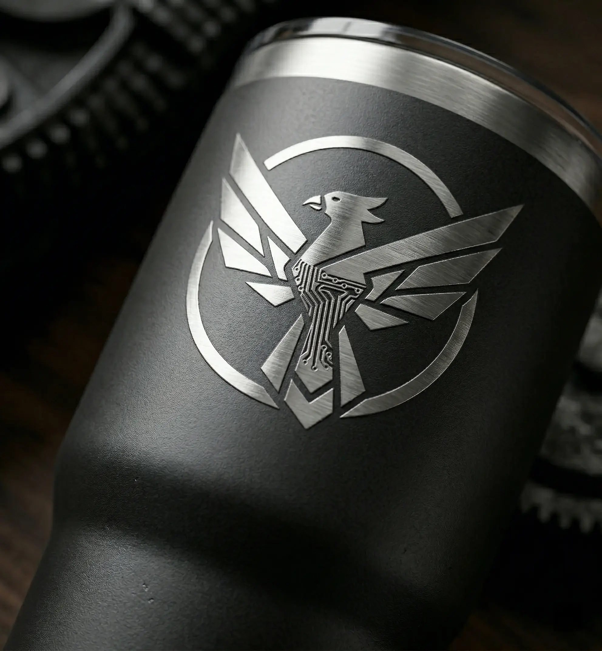 Laser engraving on stainless steel tumbler