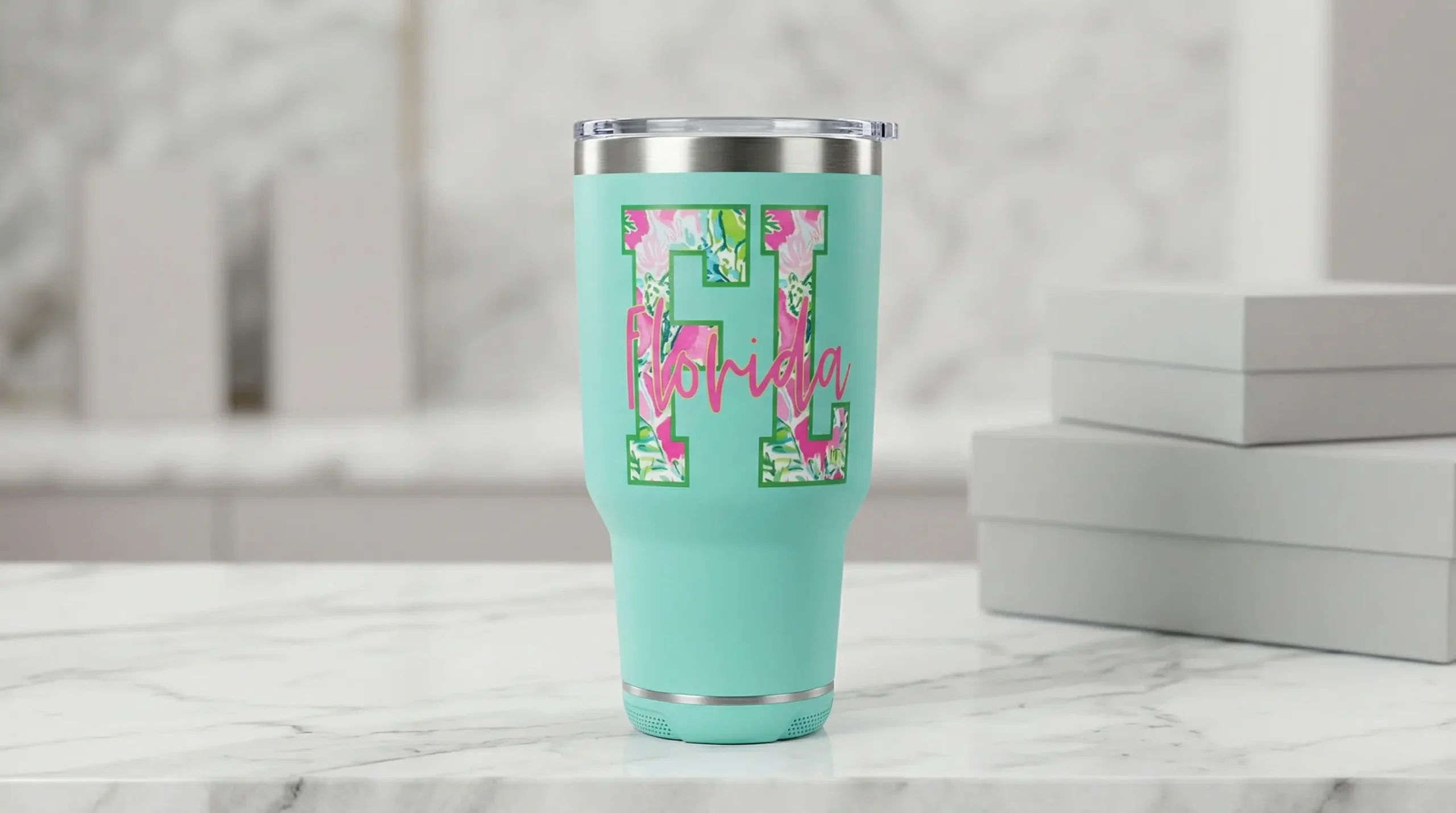 UV transfer print on tumbler